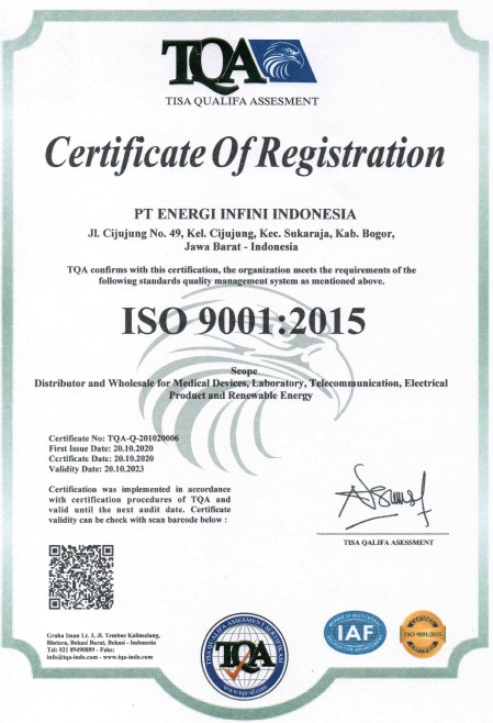 ISO Certificate PT. Energi Infini Indonesia